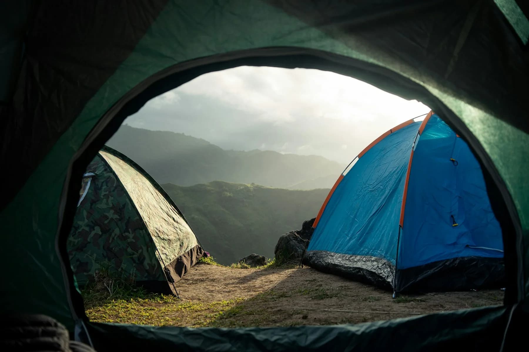 Tents pitched on a mountain campsite in Tanay, Rizal